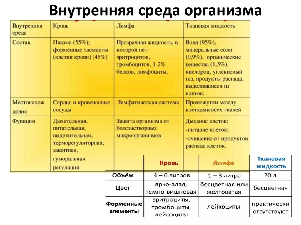 Состав внутренней среды организма человека и ее функции. Компоненты внутренней среды организма характеристика. Таблица внутренняя среда кровь лимфа тканевая жидкость. Внутренняя среда организма лимфа кровь таблица.