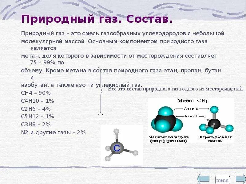 Метана является углеводород. Природный газ состав смеси. метан является основным компонентом природного газа. 2 физические свойства природного газа. важнейшие компоненты природного газа.