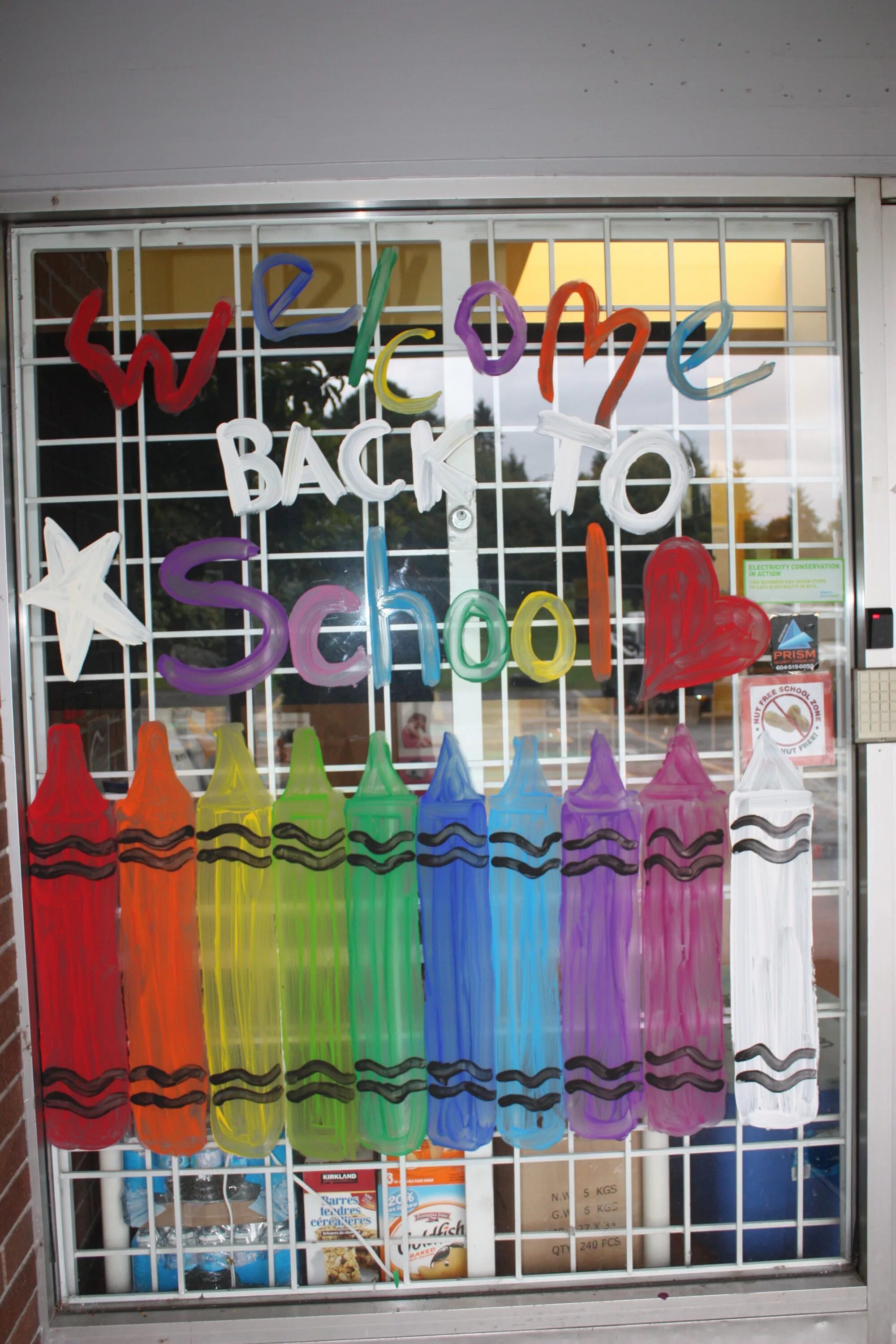 The windows in the classroom