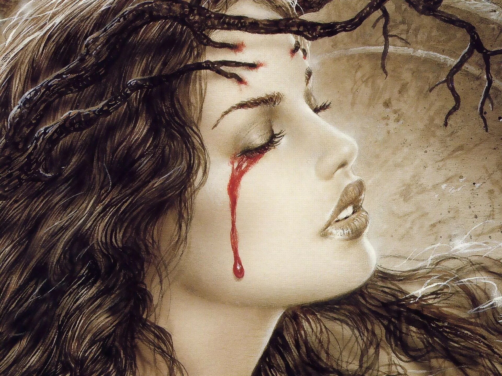 Женщина плачет больно. Royo Luis вампиры. Луиса Ройо. Луис Ройо вампирши. Ведьмы Луис Ройо.
