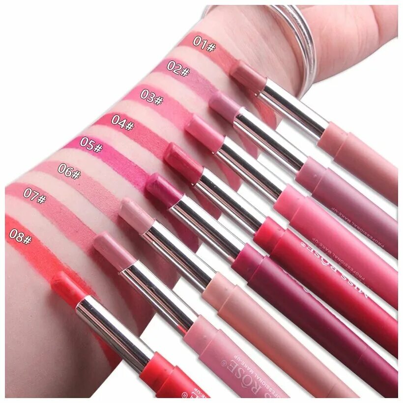 Nars velvet matte lip pencil. Набор помад карандашей для губ. Miss rose карандаш для губ 01showgirl. Бренд косметики кайли дженнер. Miss rose помада матовая 2в1.