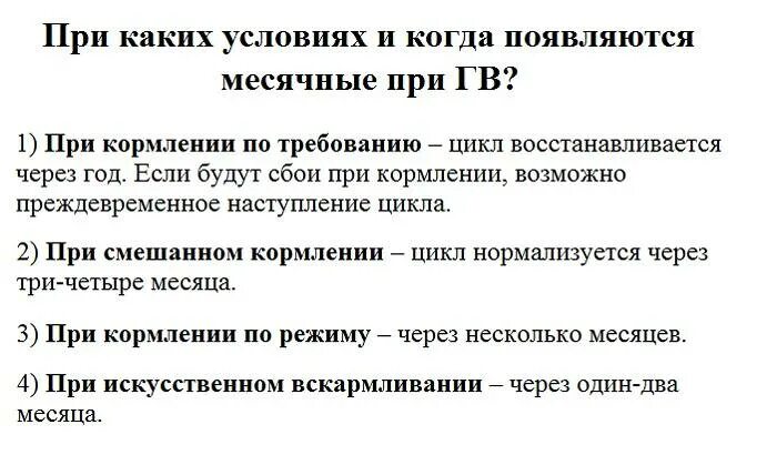 Через какое время начинаются месячные после родов