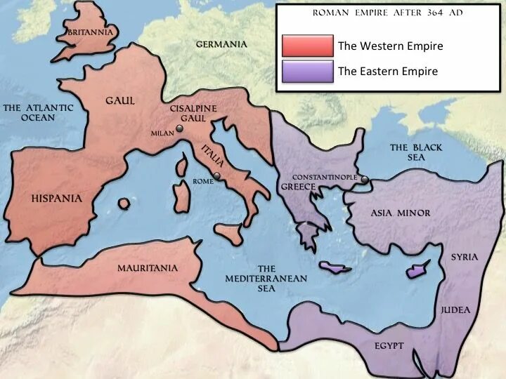 Разделение империи на западную восточную. Western and eastern roman empire. east roman empire. раскол римской империи карта. западная и восточная римская империя.