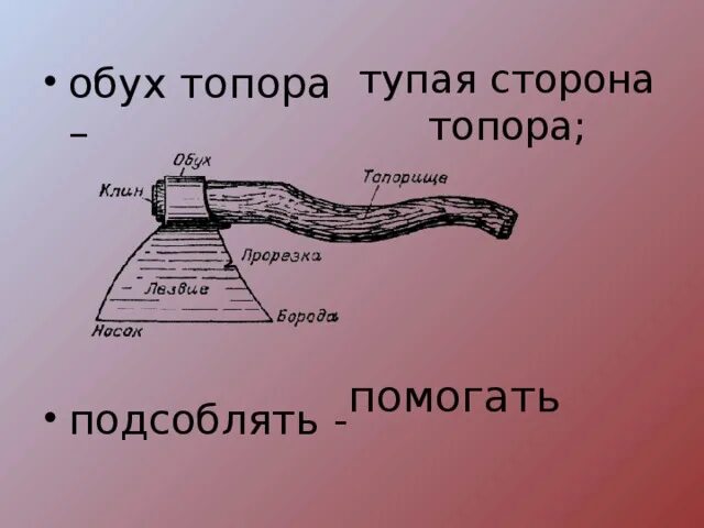 Обух. Обух топора. Часть топора обух. Строение топора.