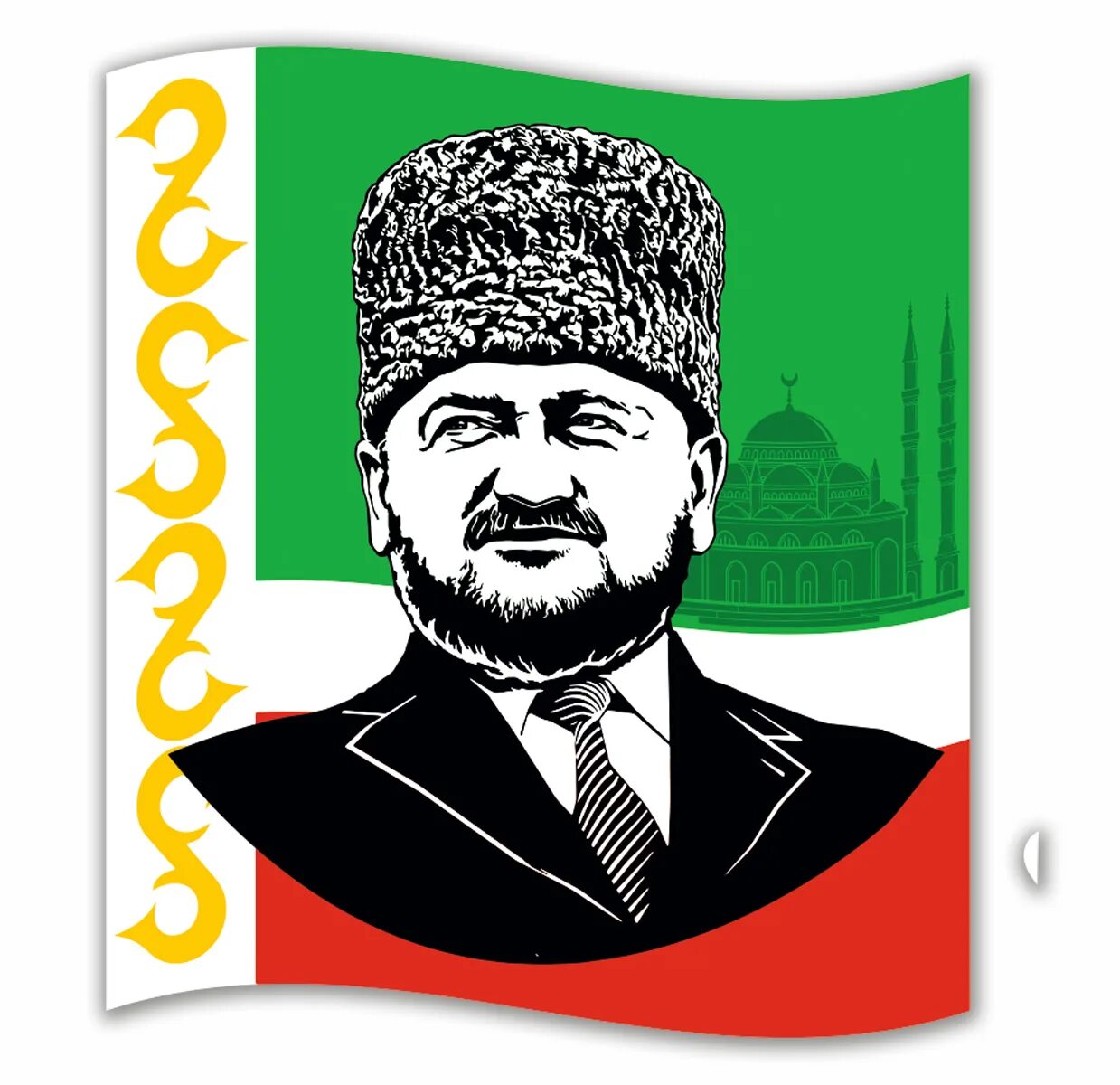 Ахмад Кадыров на флаге Чечни. Флаг Чечни с портретом Ахмата Кадырова. Ахмат Кадыров наклейка. Наклейка на авто Кадыров.