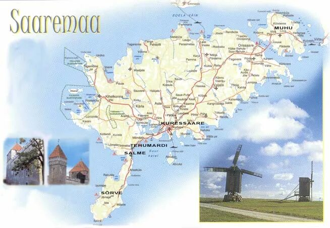 Карты Сааремаа (Эстония). Подробная карта Сааремаа на русском языке с отелями и 