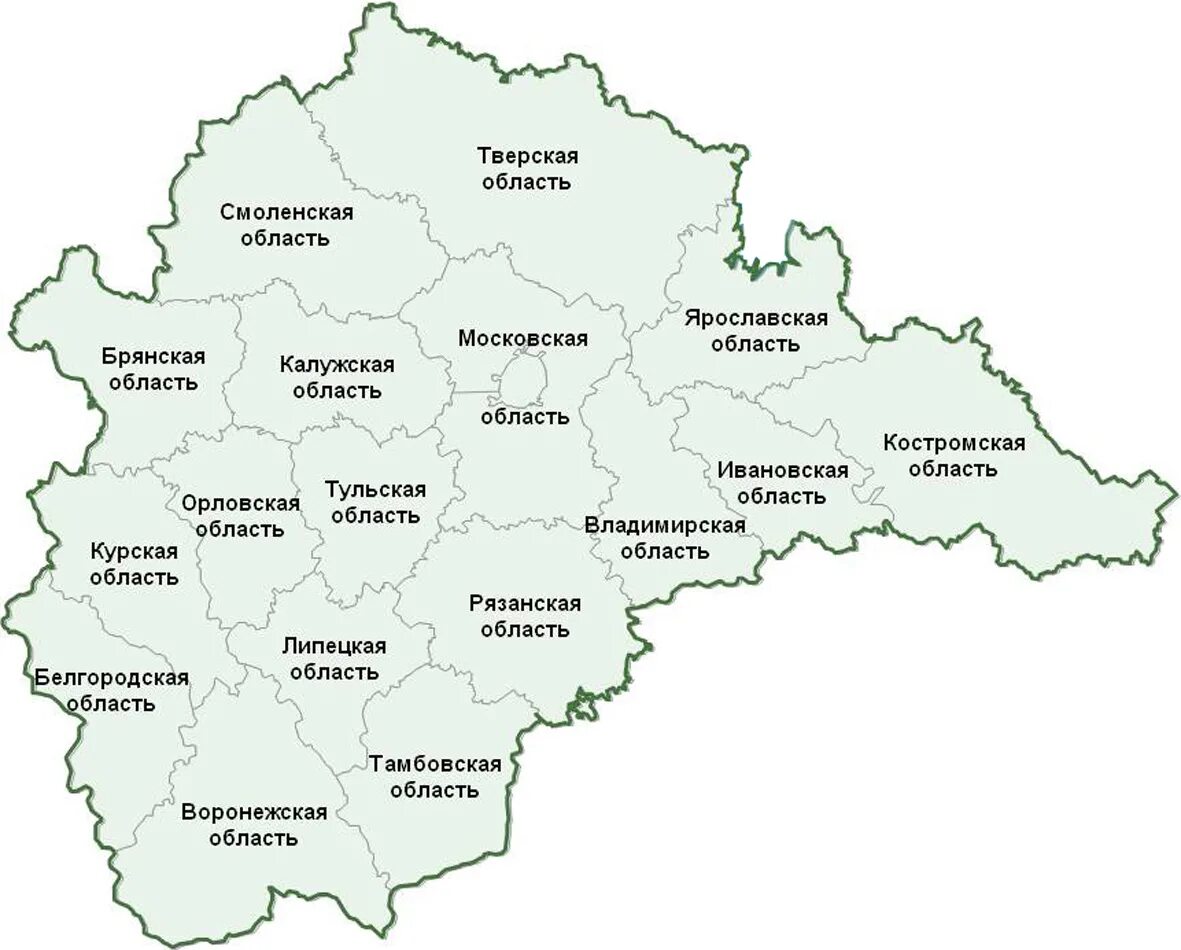 Карта центра россии с городами и областями. Центральный федеральный округ на карте. Центральный федеральный округ на карте России. Карта центрального федерального округа с областями. Центральный федеральный округ карта с областями.