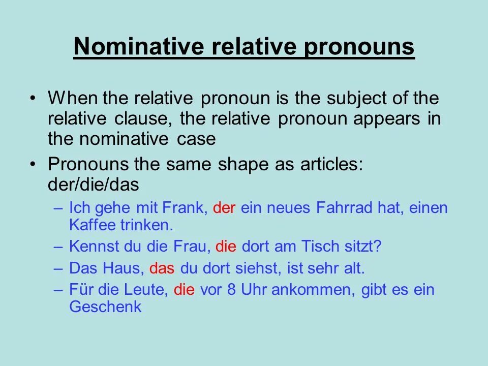 Nominative constructions