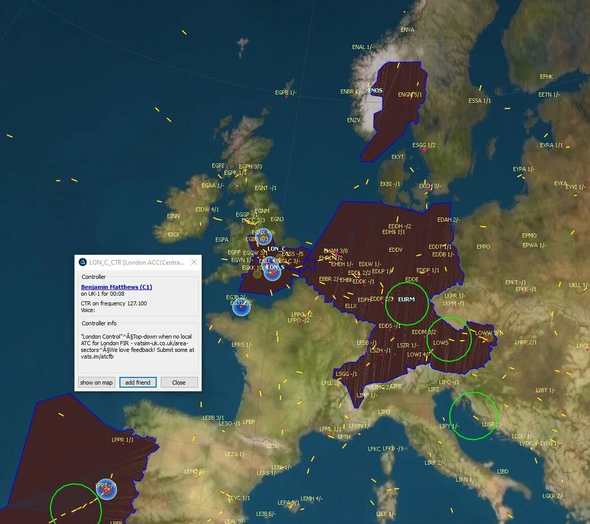 VATSIM Map. UUWV Moscow fir VATSIM airspace classification.