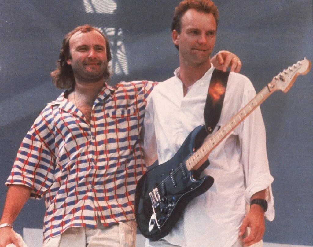 13 июня 1985 года. Стинг и Фил Коллинз. Phil Collins at Live Aid Фил Коллинз. Фил Коллинз 1985. Sting Phil Collins.