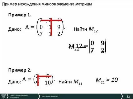 Определитель матрицы по минорам