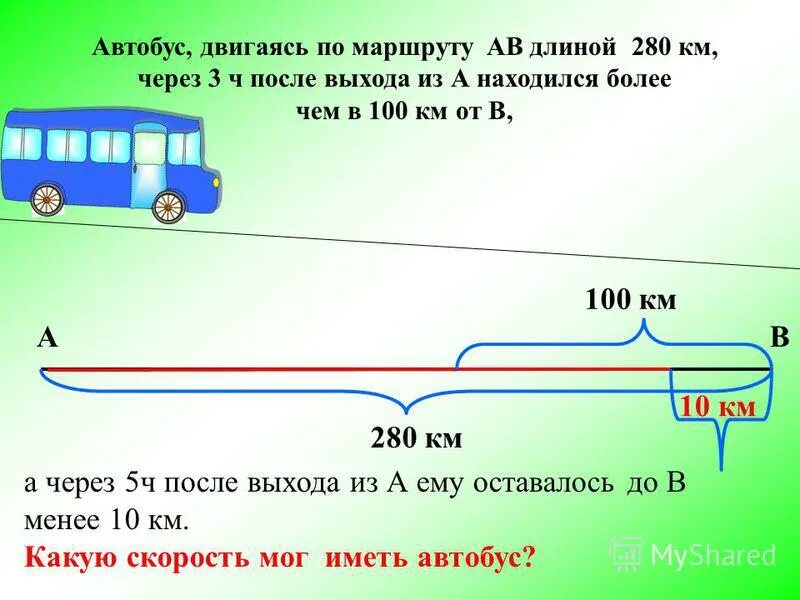 Автобус движется по прямой дороге