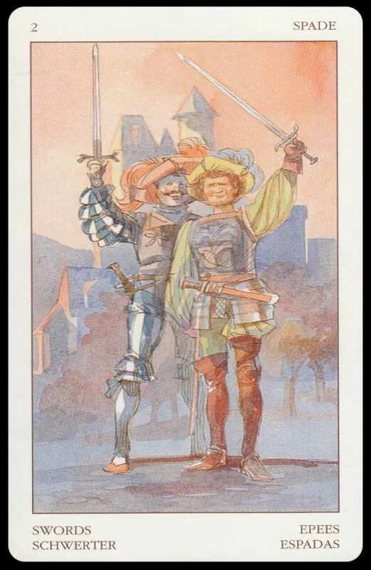 2 меча таро сочетание. Карта таро двойка мечей. tarot of the renaissance галерея. карта дня таро двойка мечей. двойка мечей в разных колодах таро.