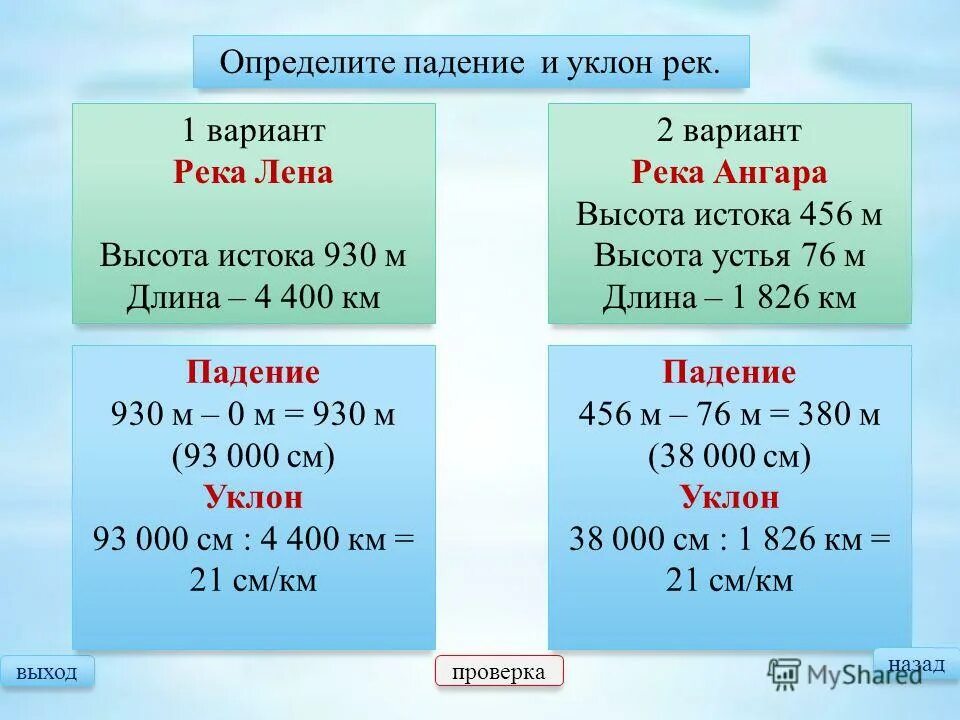 Определите. Река Лена падение реки уклон реки. Как рассчитать падение реки. Как найти падение и уклон реки. Как определить падение реки.