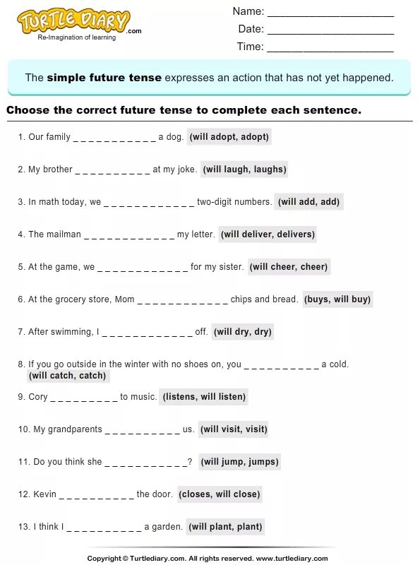 Complete the joke. Choose the correct Future Tense. Future simple Tense sentences. Correct Future simple form. Future Tenses exercises.