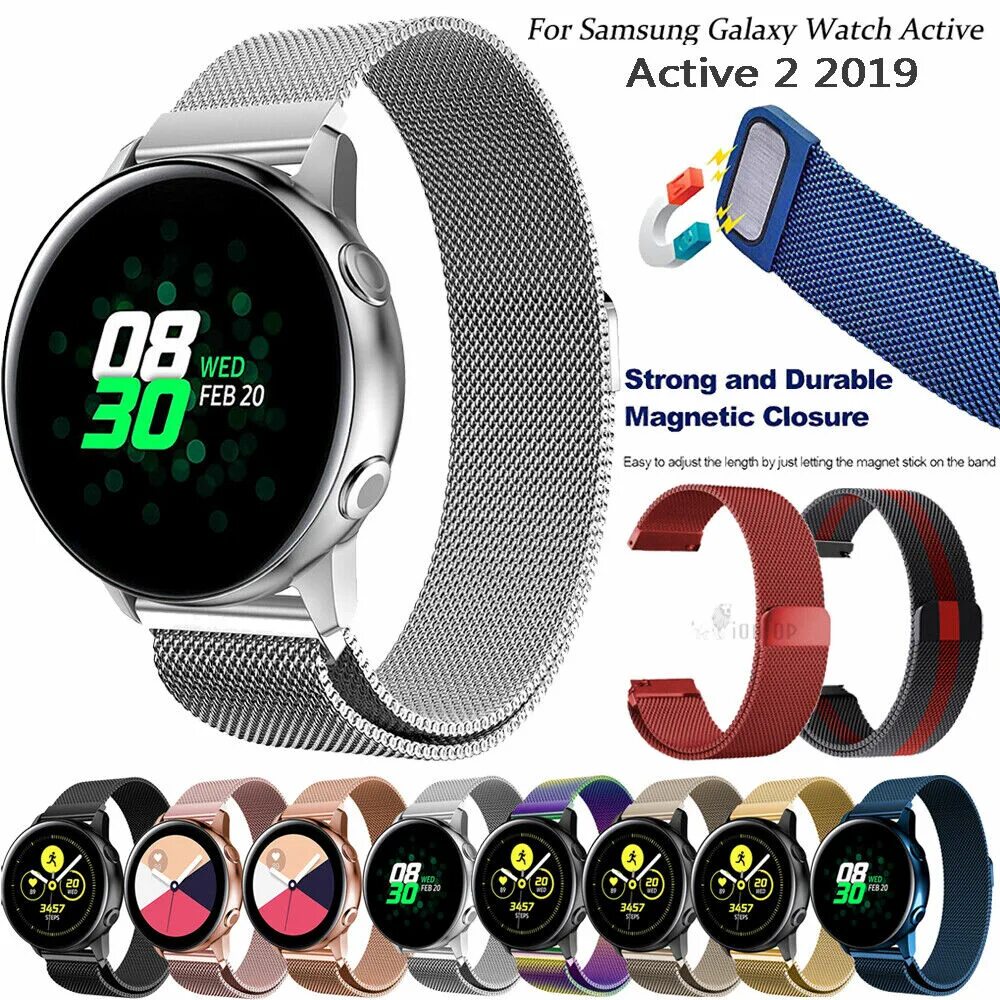 Active 2 ремешок. Samsung Galaxy watch Active 2. Часы галакси вотч Актив 2 Миланская петля. Магнитный ремешок для часов самсунг watch Active 2 40mm. Браслет для Samsung Galaxy watch Active 2.