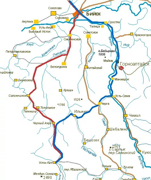 Такси чемал. Дорога Чуйский тракт на карте. Чуйский тракт на карте горного Алтая. Дорога Бийск Солонешное. Карта трассы Барнаул Бийск.