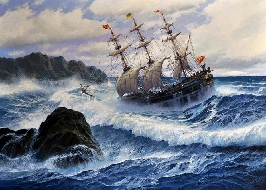 Художник Wieslaw Wilk корабли. Польский художник Wieslaw Wilk. Корабль в шторм. Картина корабль в шторме.