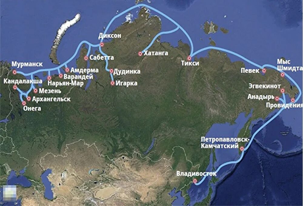 Архангельск какой океан. Маршрут и Порты Северного морского пути. Карта Северного морского пути на карте России с портами. Северный морской путь Мурманск Владивосток на карте России. Северный морской путь на карте России Порты.