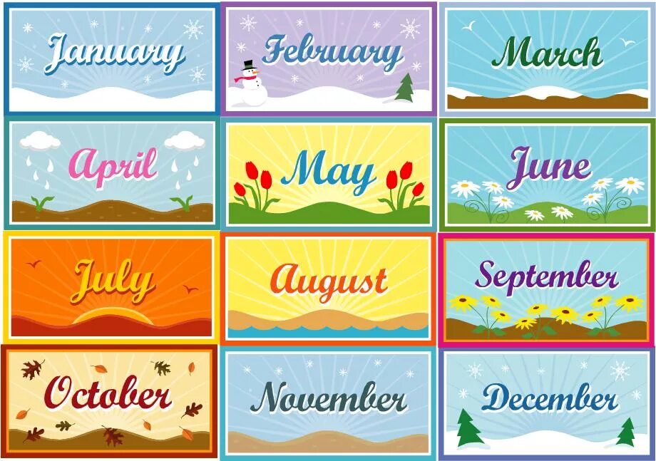 Months of the year for kids. Месяца на английском. Месяцы на английском для детей. Months in English. Месяца на английском карточки.