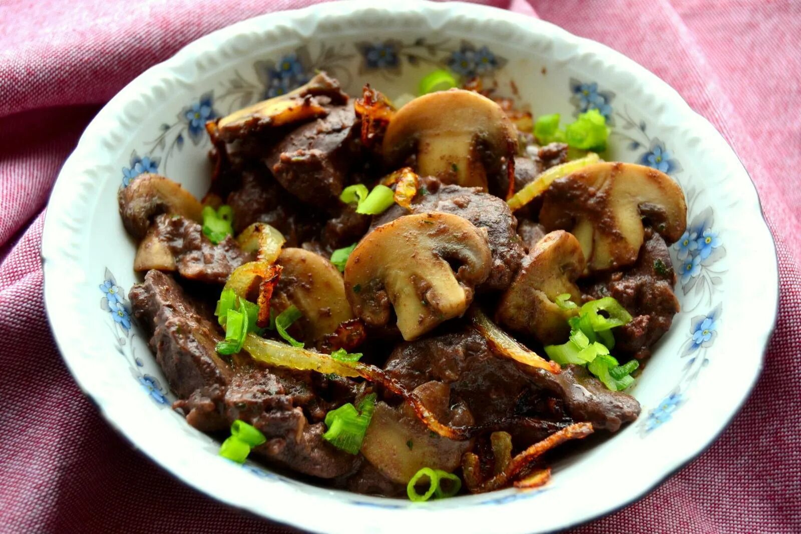 Печень с грибами и луком на сковороде. Куриная печень с грибами. Жареная говядина с грибами. Куриная печень с шампиньонами. Печень жареная с грибами.