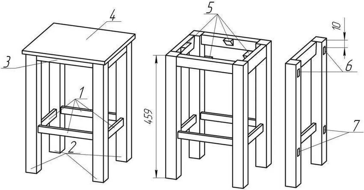 ход работ по сборке табурета Easy woodworking projects, Wood table diy, Diy wood