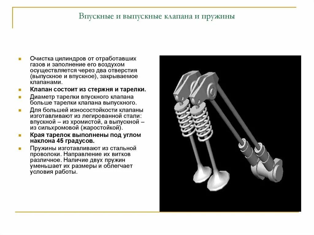 Различие клапанов. Впускной и выпускной клапан газораспределительного механизма. Впускные и выпускные клапана и пружины. ШРМ впускной и выпускной клапан. Yd25 пружины на впускные и выпускные клапана.