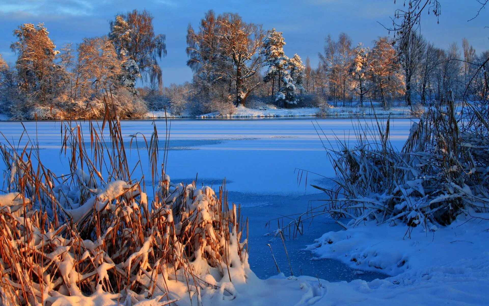 Озеро февраля. Зимняя река. Февральский пейзаж. Река зимой.