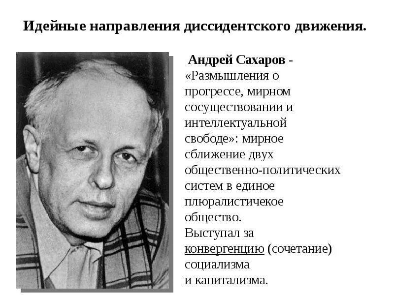 Сахаров диссидентское движение. Направления диссидентского движения. Идейные направления диссидентского движения. Конвергенция штерна