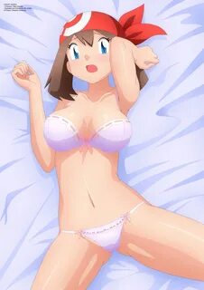 zel-sama, may (pokemon), nintendo, pokemon rse, blue background, source req...