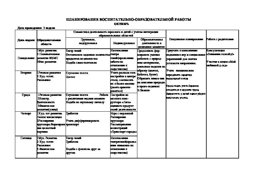 План фгос подготовительная группа