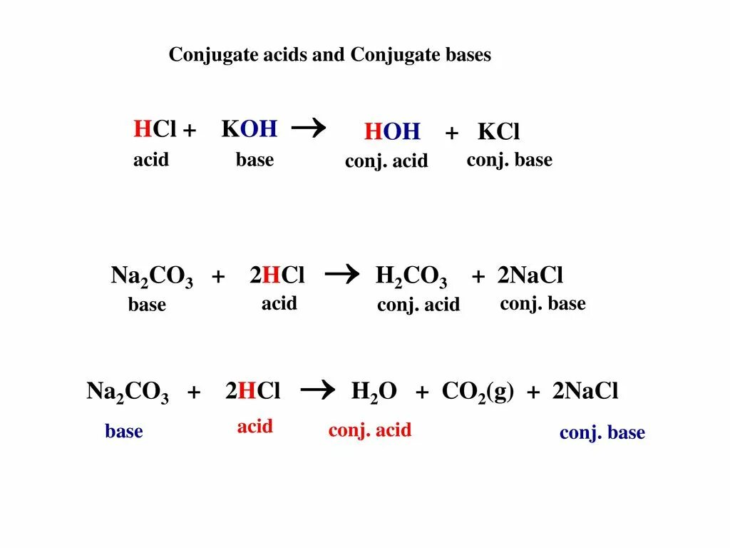 Серная кислота koh реакция. Conjugate acid. Koh кислота. Koh+HCL уравнение. NACL co2 h2o.