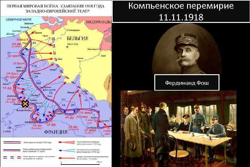 Дата первого мировой войне. 11 Ноября 1918 Компьенское перемирие. Подписание Компьенского мира 11 ноября 1918. Капитуляция Германии в первой мировой войне. Капитуляция Германии в первой мировой войне карта.