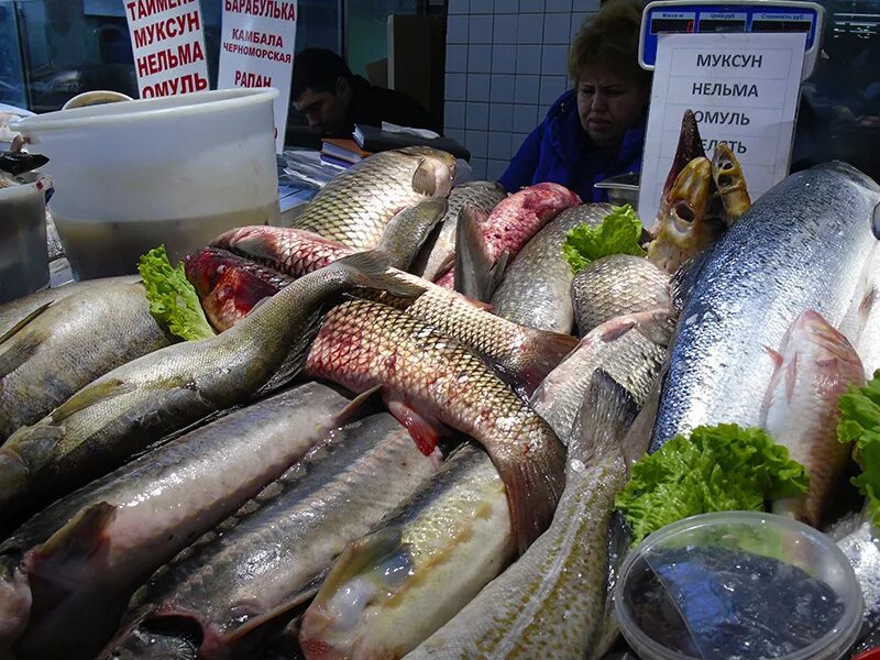 Купили на рынке рыбу. Дорогомиловский рынок осетрина. Дорогомиловский рыбный рынок. Рыбная продукция на Дорогомиловском рынке. Живая рыба на рынке.