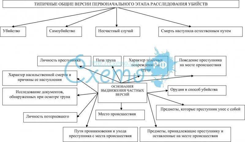 Схема расследования преступлений. Этапы планирования расследования преступлений в криминалистике. Основы методики расследования убийств.