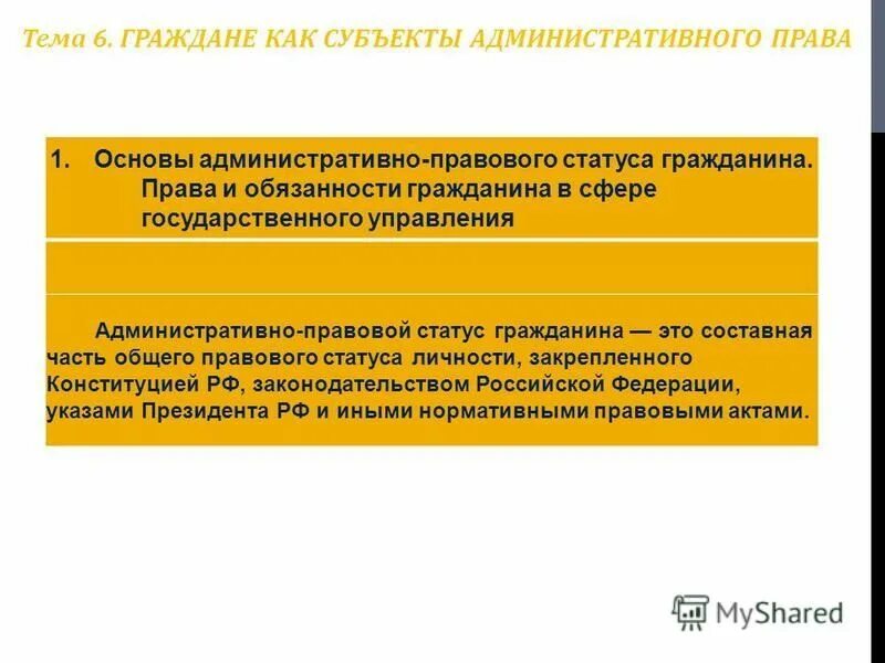 Определяет основы статуса гражданина рф