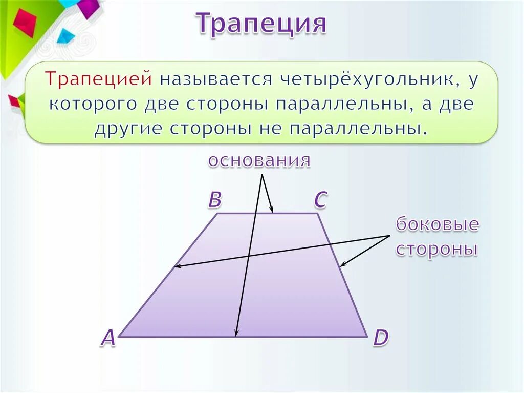 Название сторон трапеции. Одна из параллельных сторон трапеции называется. Трап трапецией. Геометрия 9 класс повторение трапеция.