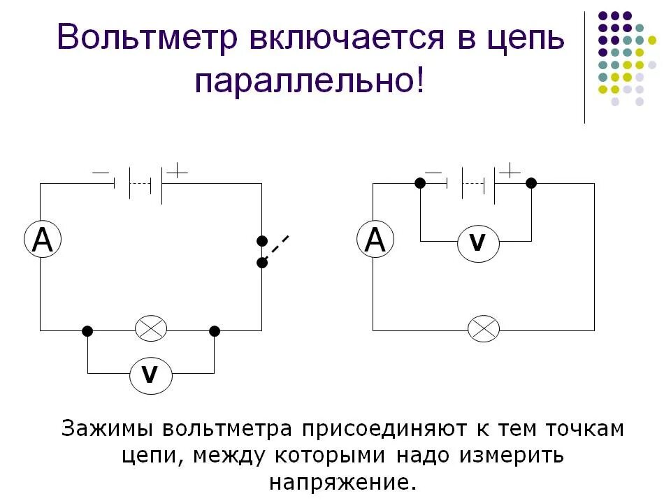 Схема подключения напряжения вольтметр параллельно. Как включить в электрическую цепь амперметр и вольтметр. Схема электрического напряжения . 1. Вольтметр включается в цепь. Схема измерения вольтметром источника тока.