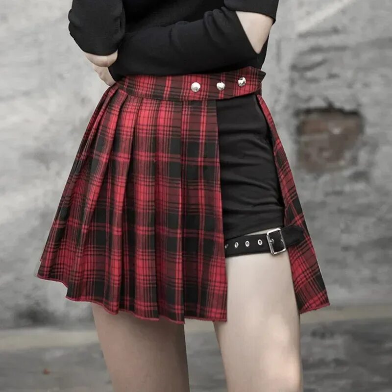 Харадзюку юбка панк. Юбка Harajuku панк. Клетчатая юбка. Юбка шотландка.