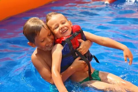 My brother and i swimming