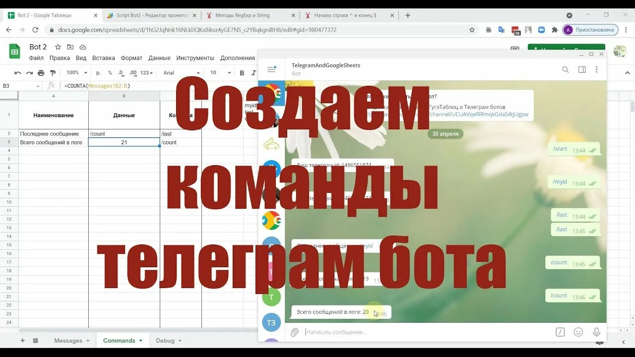 Телеграмм бот гугл таблица. Команды в телеграмме. telegram team. как выдать команды телеграм боту.