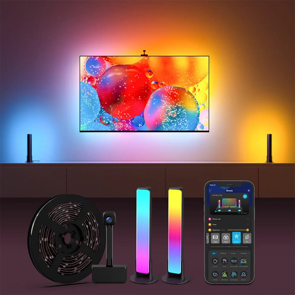 Govee Immersion Kit. Govee Immersion Kit Ambilight t2. Led подсветка для телевизора Govee. Адаптивная подсветка для телевизора.