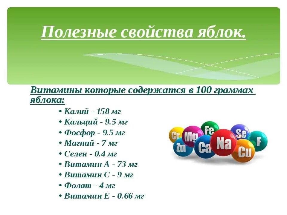Содержание витамина c в яблоках