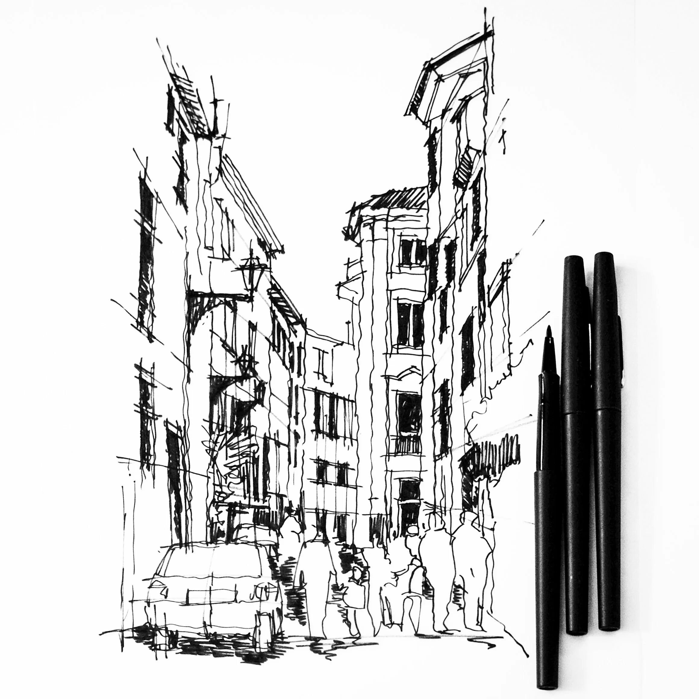График городской пейзаж. Городской пейзаж тушью. Улица графика. Город графика. Наброски города.