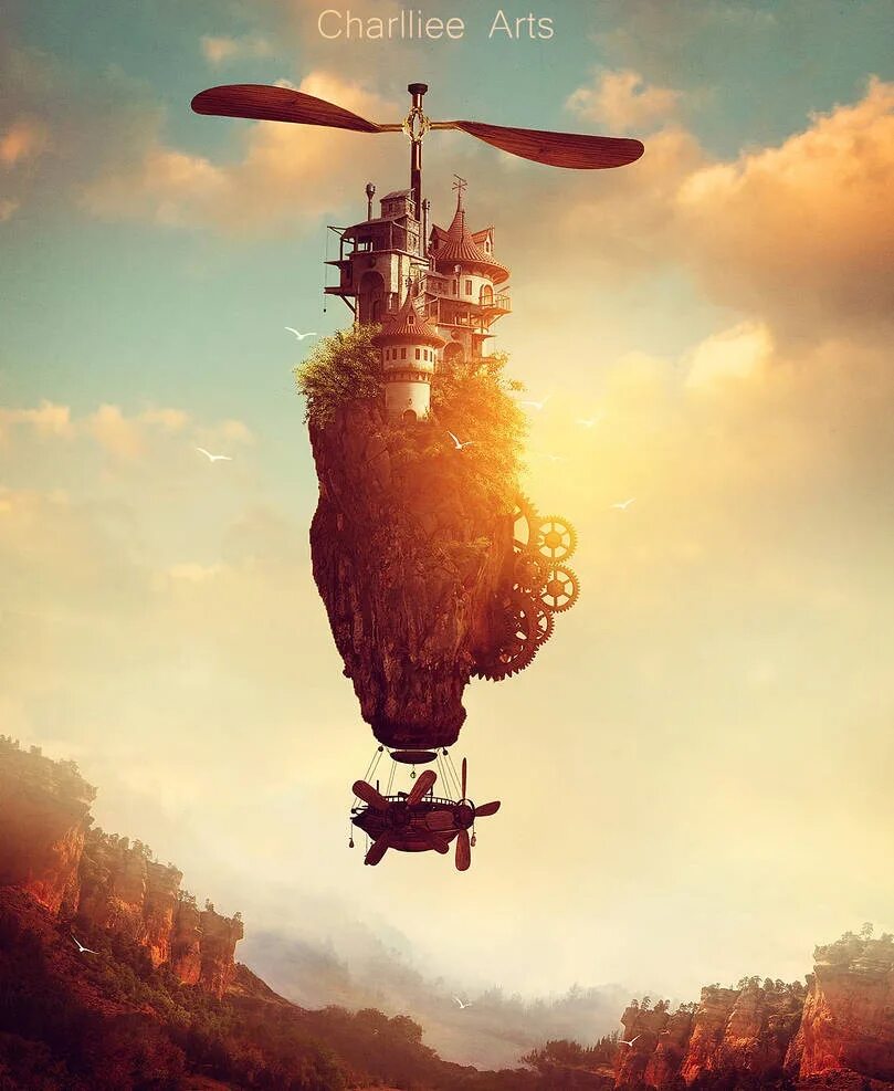 летающее крыло обратной стреловидности. летающий д. симулятор полета. летающий д. остров в воздухе.