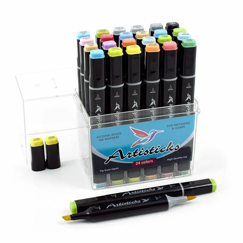 Набор спиртовых маркеров для рисования. Маркеры artisticks brush. 240 маркеров artisticks. artistic brush маркеры набор. фломастеры кисточки профессиональные.
