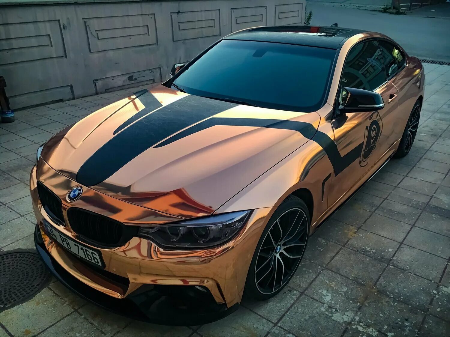 Silver BMW with Patriotic Stripes