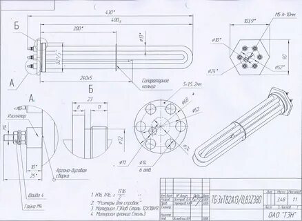 Размеры тэнов электрических
