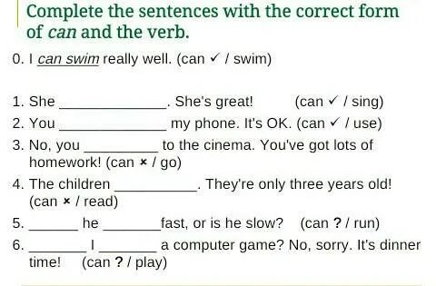 Complete the sentences with correct forms