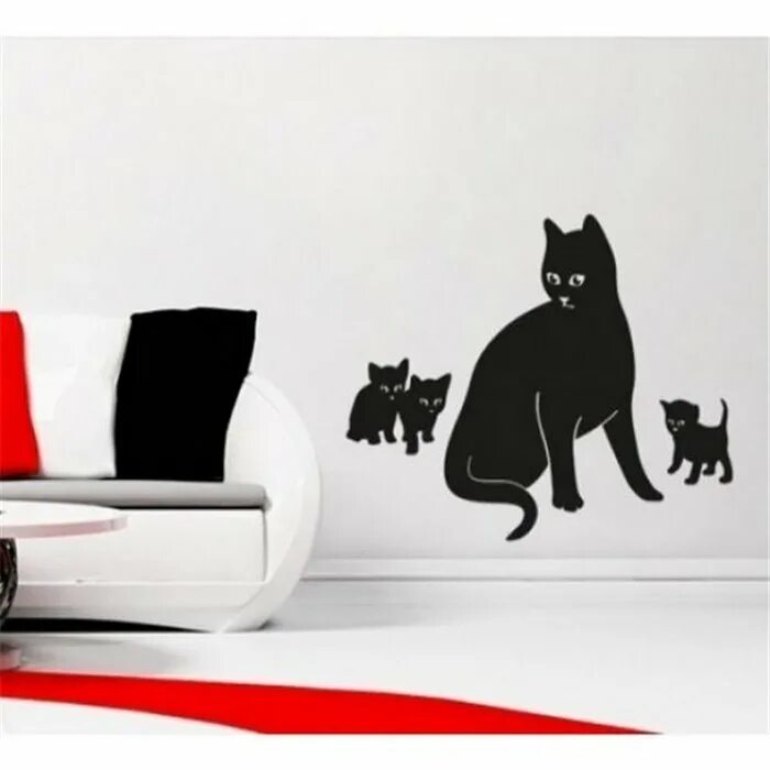 Купить кошку на стене. Трафарет кошек для интерьера. Трафарет кошки на стену. Силуэты кошек в интерьере. Кот на стене в интерьере.